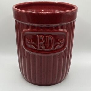 Paula Deen Kitchen 6" Red Utensil Crock Jar Holder Farm Cottage Cabin Classic